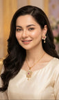 Luxury Floral Gold Plated Necklace & Earrings Set – Crystal Stone Jewelry
