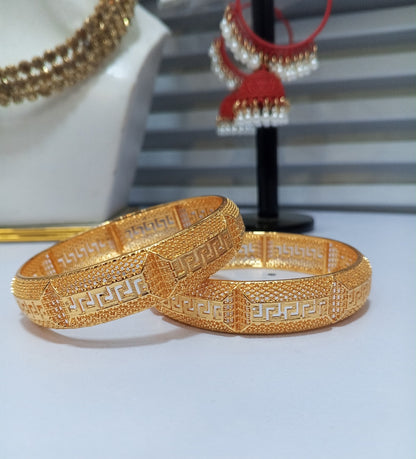 Designer Gold Plated Broad Bangle Set