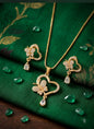Sparkling Butterfly Heart Locket Pendant Set - Artificial Jewellery