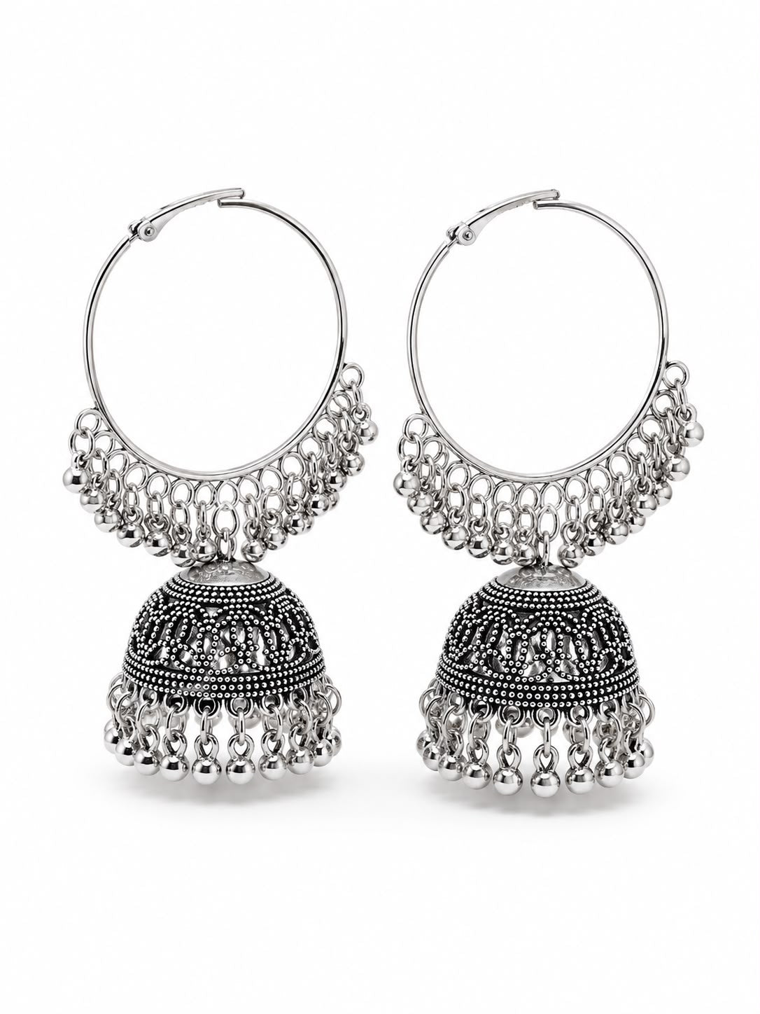Premium Artificial Silver hoop Jhumka Earrings