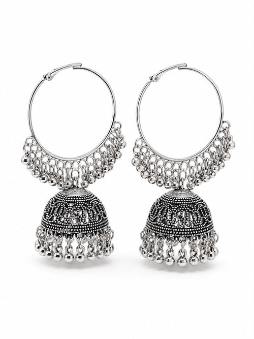 Premium Artificial Silver hoop Jhumka Earrings