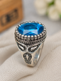 Blue Stone Vintage Silver Ring for Men | Premium Statement Fashion Ring