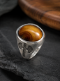 Tiger Eye Stone Men's Ring | Vintage Silver Statement Ring | Fashion Nagar