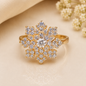 Luxury Gold Plated Snowflake Crystal Statement Ring for Women | Adjustable Fashion Ring