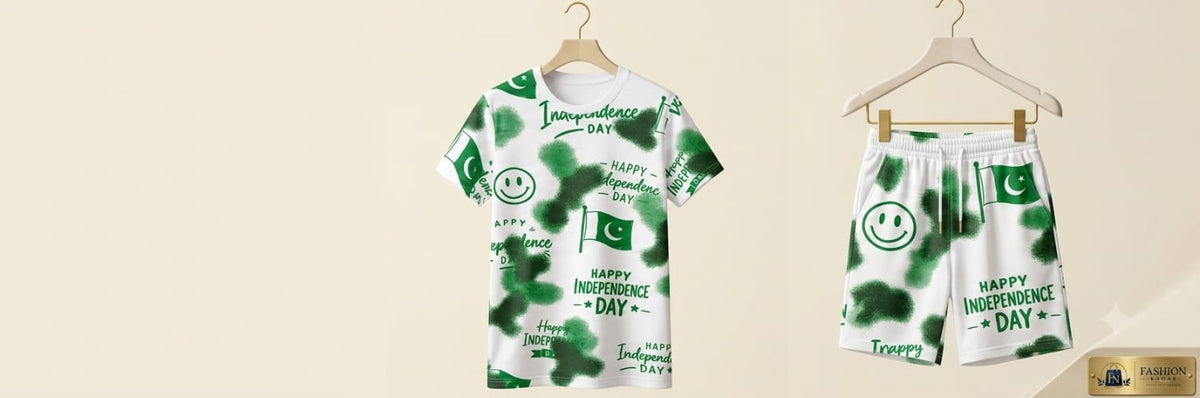 Kids’ Pakistan Independence Day T-Shirt & Shorts Set – Green & White Patriotic Summer Outfit