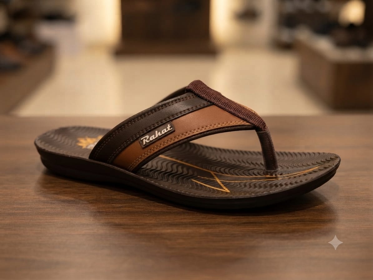 Men’s Premium Brown Leather-Style Casual Flip Flops – Comfortable Everyday Sandals