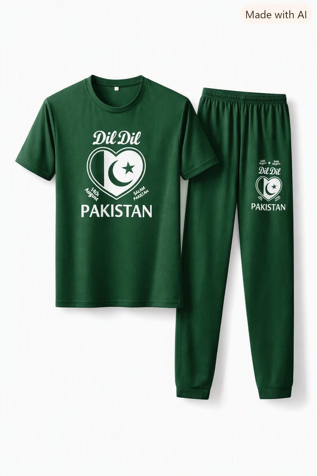 Pakistan Independence Day Green T-Shirt & Jogger Set – Dil Dil Pakistan 2-Piece Outfit