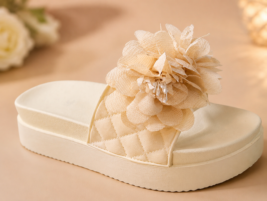 Women’s Flower Platform Sandals – Elegant Floral Wedge Slides