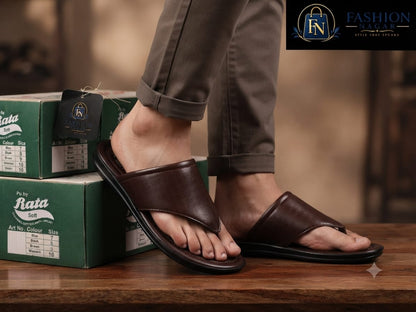 Men’s Brown Casual Sandals – Premium Cross-Strap Comfort Slides